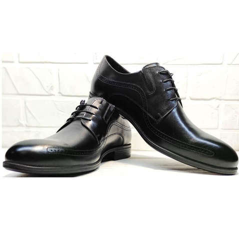 Черные туфли мужские классика. Дерби туфли мужские кожаные. Модные туфли броги Ikoc416BlL.41-й размер