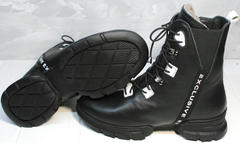Зимние ботинки женские кожаные на натуральном меху Ripka 3481 Black-White.