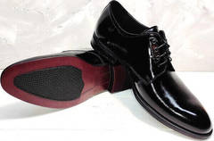 Лаковые мужские туфли дерби Ikoc 2118-6 Patent Black Leather