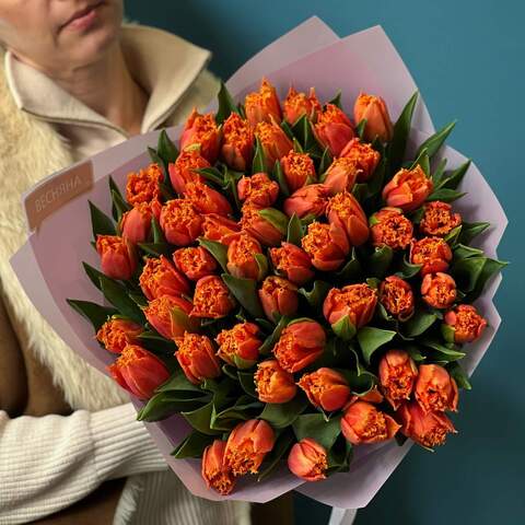51 бахромчатый тюльпан «Огонёк весны», Цветы: Тюльпан