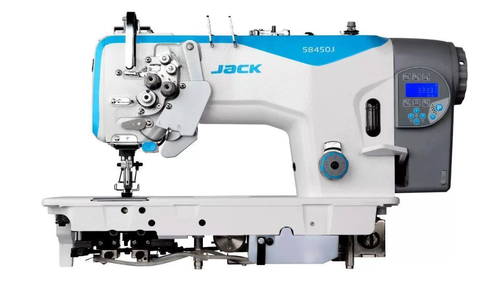 Двухигольная промышленная швейная машина Jack JK-58750J-405E с отключением игл, автоматическими функциями и увеличенными челноками для средних и тяжелых тканей | Soliy.com.ua