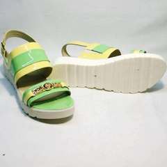 Открытые сандалии женские на толстой подошве Crisma 784 Yellow Green.