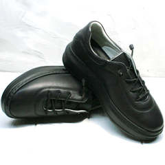 Черные кожаные кроссовки женские Rozen M-520 All Black.