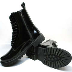 Зимние ботинки на толстой подошве женские кожаные с мехом Ari Andano 740 All Black.
