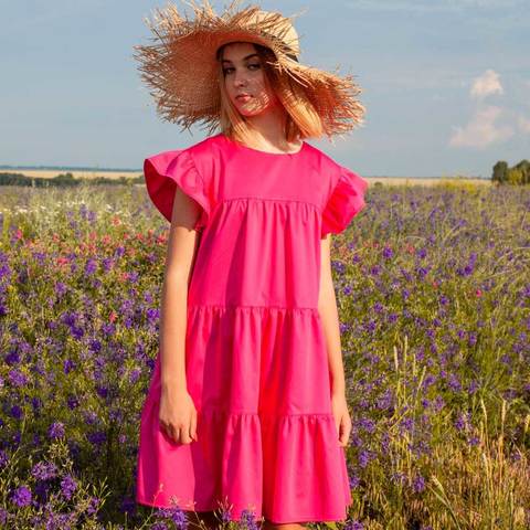 Детское, подростковое летнее платье для девочки в малиновом цвете