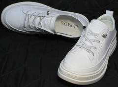 Красивые модные туфли кроссовки для повседневной носки El Passo sy9002-2 Sport White.