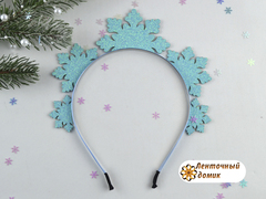 Набор снежинок для ободка мелкий глиттер светло-голубой №1