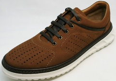 Стильные кроссовки сникерсы мужские Vitto Men Shoes 1830 Brown White
