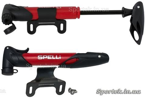 Маленький ручний насос для велосипеда Spelli (SPM-177) з кріпленням до рами в комплекті