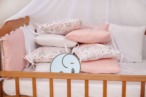 Бортики-защита в кроватку из сатина от комплекта Верона Фламинго