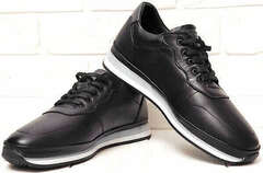 Осенние кроссовки кожаные мужские TKN Shoes 155 sl Black.