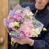 Photo of Delicate bouquet of hydrangea, eustomas and roses «Lavender charm»