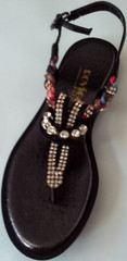 Женские сандалии босоножки через палец. Кожаные босоножки вьетнамки черные Rifellini Rovigo - Black. 36-й размер.