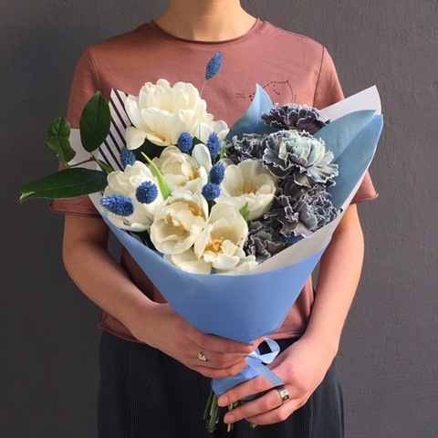 Bouquet «Blue sky», A great option for a bouquet of employees of the company or men