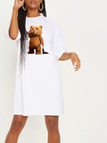Платье-футболка белое с удлиненным рукавом Ted is sad Love&Live фото 1