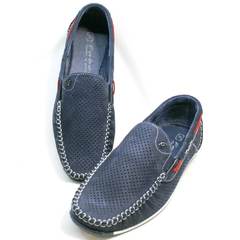 Летние туфли стиль смарт кэжуал мужские Faber 142213-7 Navy Blue.