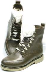 Женские зимние ботинки на шнурках Studio27 576c Broun.