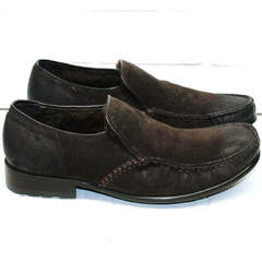 Зимние туфли мужские натуральная кожа Welfare 555841 Dark Brown Nubuk & Fur.