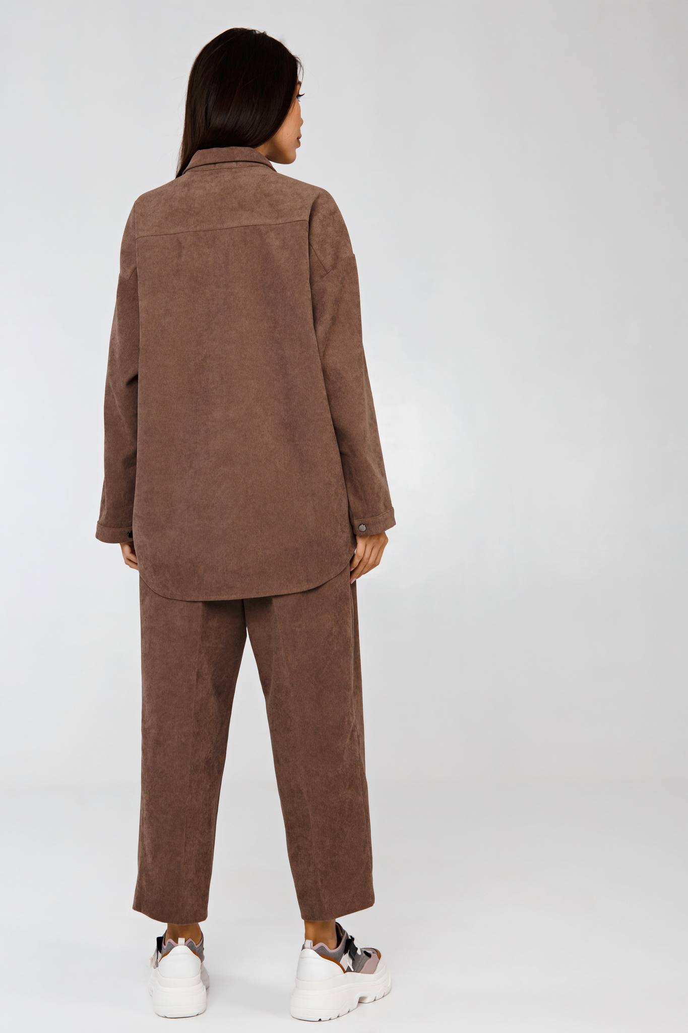 Вельветовый костюм в рубчик коричневый YOS от украинского бренда Your Own Style