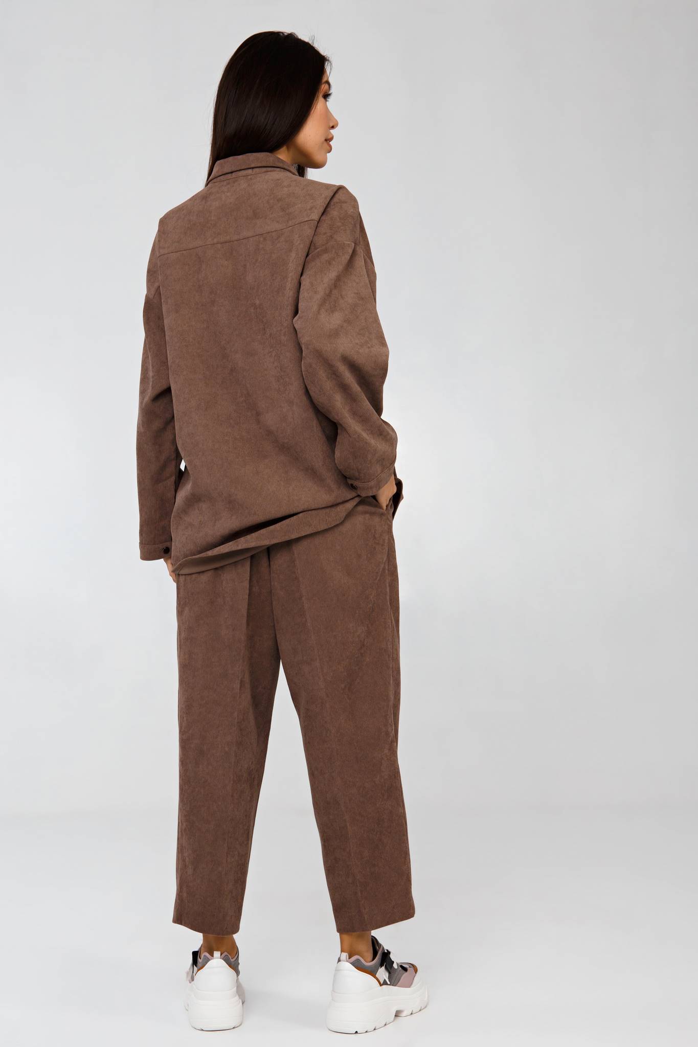 Вельветовый костюм в рубчик коричневый YOS от украинского бренда Your Own Style