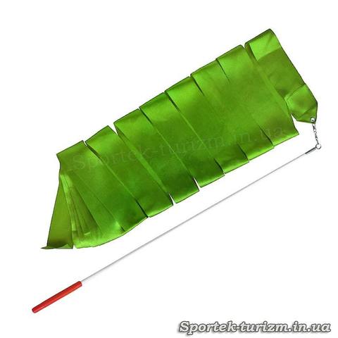 Зеленая лента для художественной гимнастики (3 м, палочка 60 см)