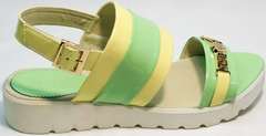 Удобные сандалии женские без каблука Crisma 784 Yellow Green.