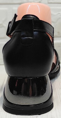 Модные босоножки сандали с закрытой пяткой женские Evromoda 166606 Black Leather.