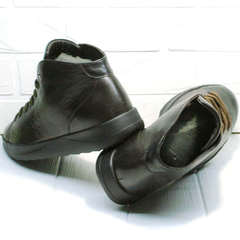 Мужские кожаные кеды ботинки со шнурками Ikoc 1770-5 B-Brown.