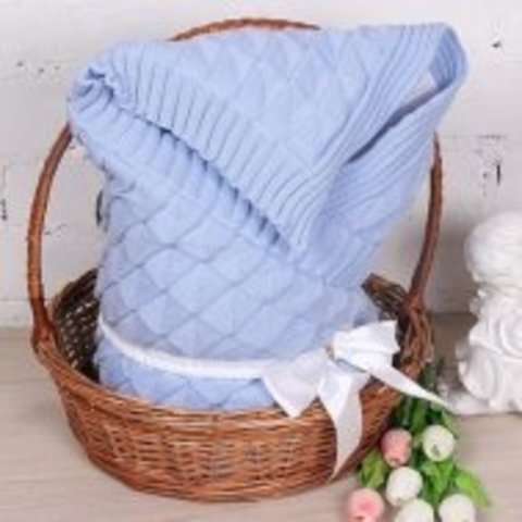 Летний конверт-одеяло Вязка голубой