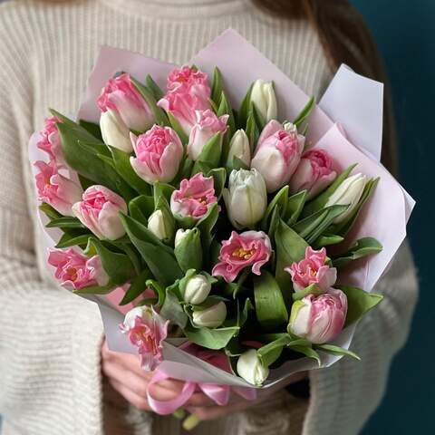 Нежный микс из 27 тюльпанов, Цветы: Тюльпан