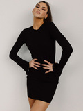 Платье мини черного цвета с открытой спиной и длинными рукавами-клеш Katarina Ivanenko фото 3