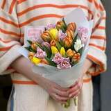 Photo of 27 colorful tulips in a bouquet «Colored Spring»