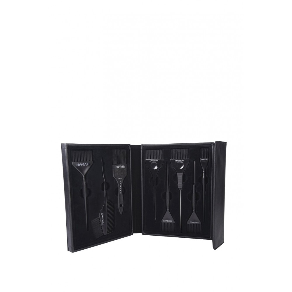 Color Brush Kit (leather) | Набор черных кистей Framar в чехле