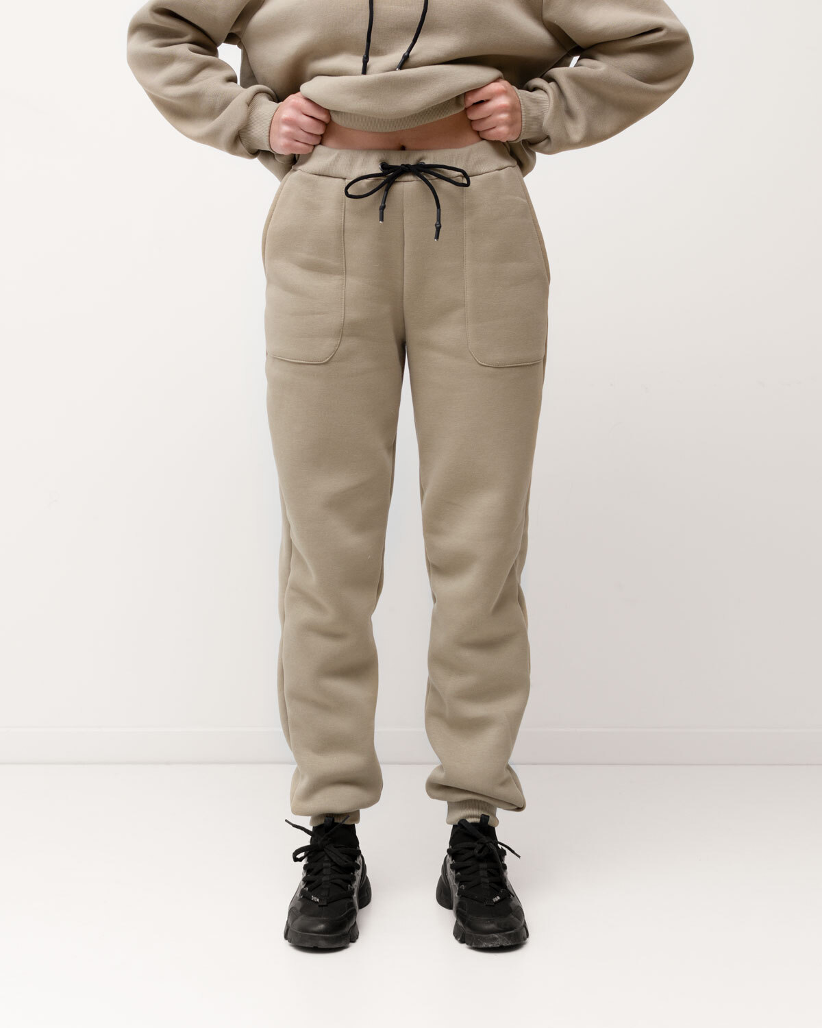 Бавовняні штани-джогери з начосом ШИНШИЛА