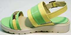 Стильные женские босоножки женские сандали на толстой подошве Crisma 784 Yellow Green.
