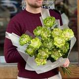 Photo of Bouquet of 19 exclusive Kvitna Dragon roses «Green cloud»