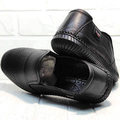 Casual мужские туфли мокасины кожаные Ridge Z-291-80 All Black.