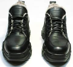 Низкие зимние кроссовки сникерсы сникерсы с мехому женские Studio27 547c All Black.