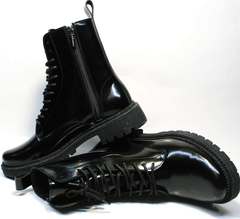 Стильные женские ботинки на шнурках без каблука зимние Ari Andano 740 All Black.