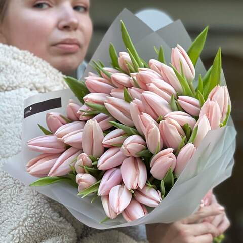 47 Thijs Boots premium tulips in a bouquet «Spring Canddies», Flowers: Tulipa of Thijs Boots variety, 47 pcs.