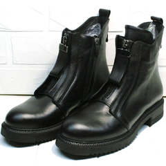 Черные кожаные ботинки женские осень Tina Shoes 292-01 Black.