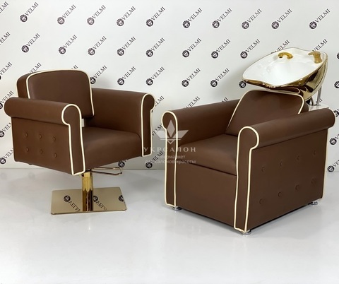 Комплект парикмахерской мебели Perfetto Gold на квадрате