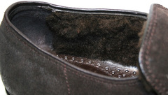 Кожаные мокасины на меху мужские Welfare 555841 Dark Brown Nubuk & Fur.