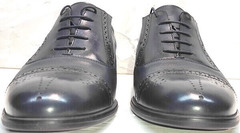 Темно синие туфли на шнуровке мужские Ikoc 3805-4 Ash Blue Leather.
