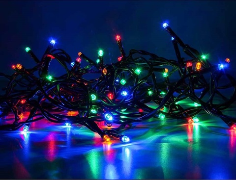 LED разноцветная гирлянда нить 10 метров с последовательным соединением между собой