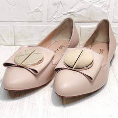 Лодочки туфли женские на низком ходу Wollen G192-878-322 Light Pink.