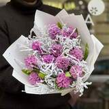 Photo of Lilac bouquet of 11 hyacinths «Snowy morning»