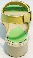 Летние сандали женские без каблука Crisma 784 Yellow Green.