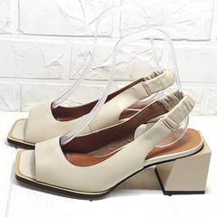 Модные босоножки женские на каблуке Brocoli H150-9137-2234 Cream