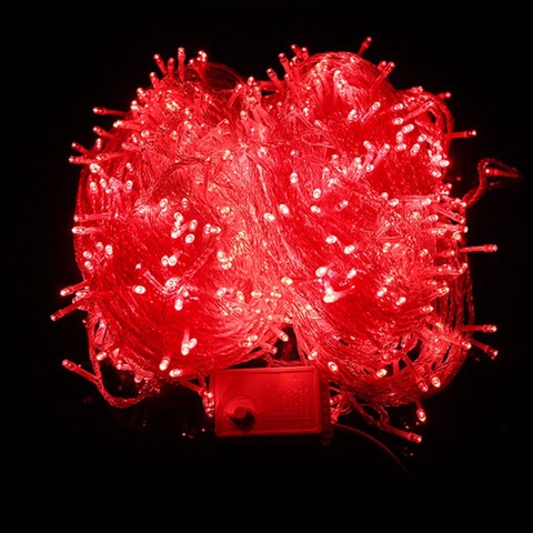 Гирлянда красная 500 LED для украшения дома елки ели сосны лед